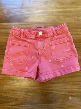 Cat & Jack Girls Size M 8 Faded Red Star Print Jean Shorts